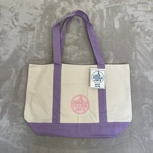 NEW Trader Joe's Large Tote Canvas Bag Spring 2026 Lavender